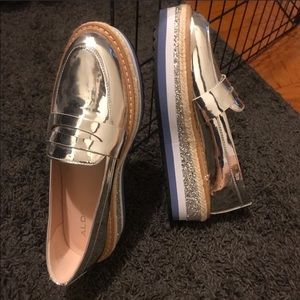 Brand New Silver Aldo Platform Oxfords